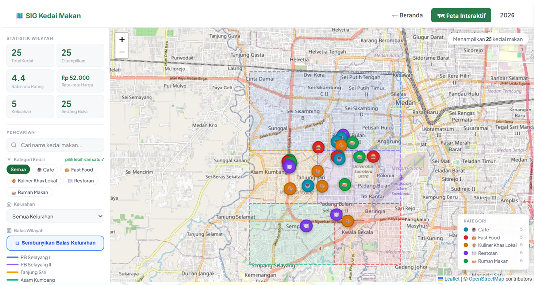 Screenshot 4 dari project SISTEM INFORMASI GEOGRAFIS PERSEBARAN KEDAI MAKAN DI KECAMATAN MEDAN SELAYANG