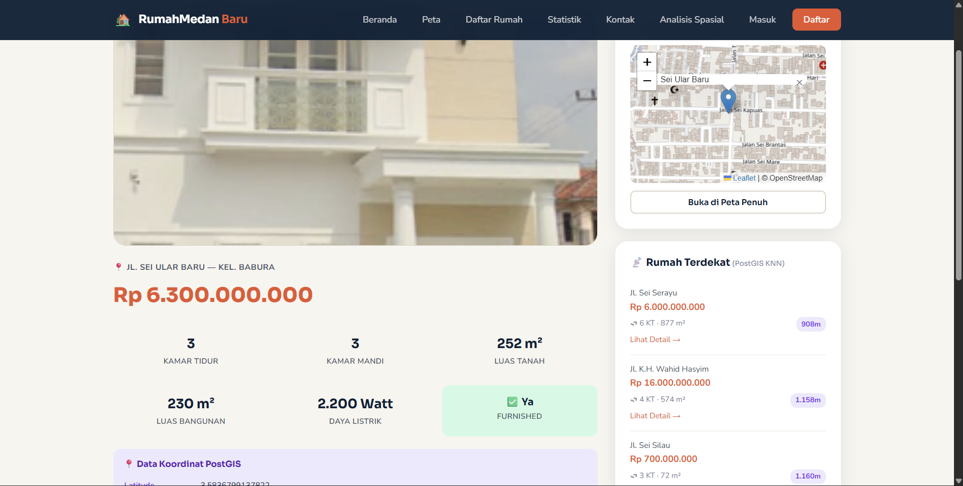 Screenshot 1 dari project Pemetaan Rumah Dijual Di Kota Medan