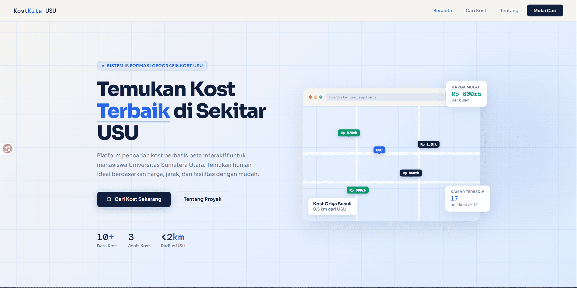 Thumbnail Pemetaan dan Pencarian Kost Mahasiswa di Sekitar Universitas Sumatera Utara Menggunakan Sistem Informasi Geografis Berbasis Web