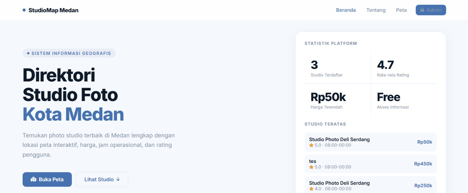 WEBSITE SIG Studio Foto Kota Medan