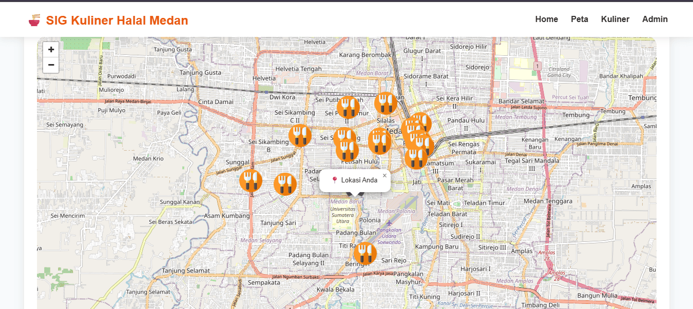 Screenshot 2 dari project SIG Kuliner Halal Kota Medan
