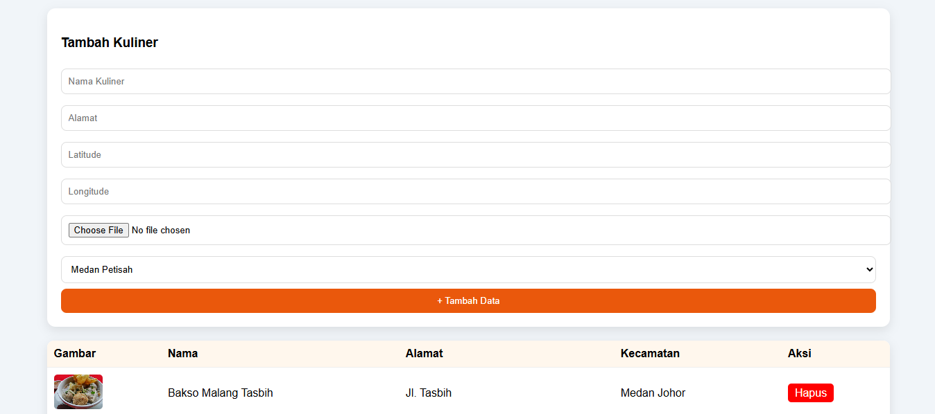 Screenshot 4 dari project SIG Kuliner Halal Kota Medan
