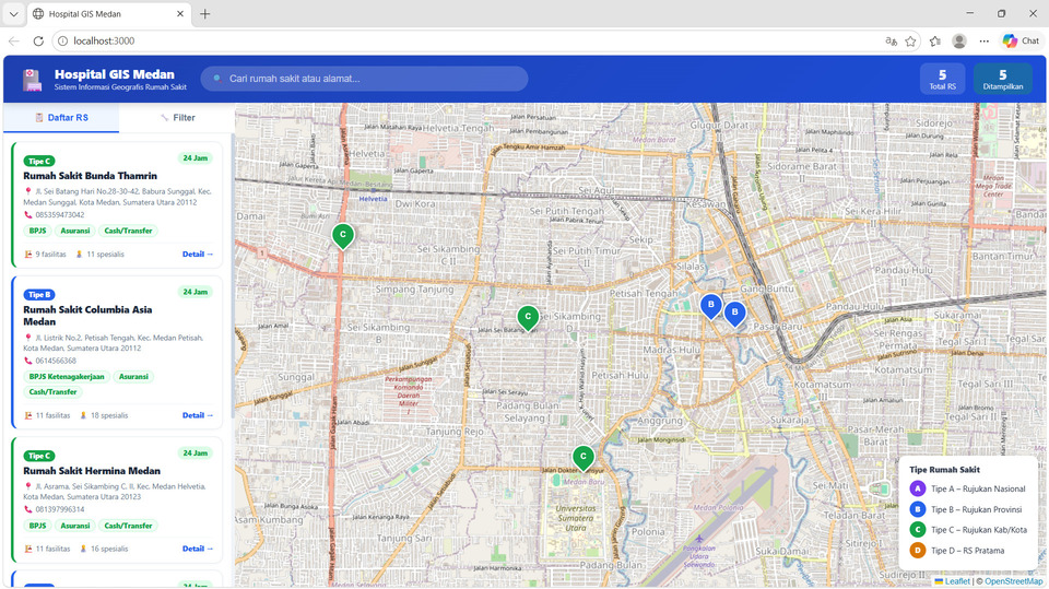 Thumbnail GIS prototype persebaran rumah sakit di kota medan 