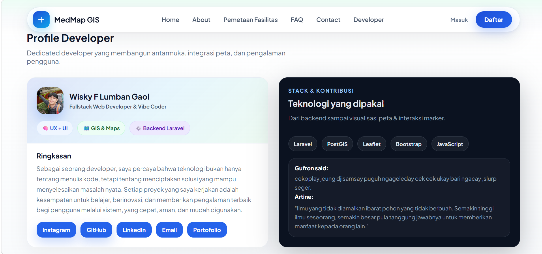 Screenshot 2 dari project MedMap GIS – Sistem Pemetaan Infrastruktur Kesehatan Berbasis Geographic Information System.