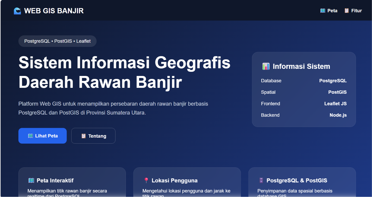 Screenshot 1 dari project PEMETAAN KERAWANAN BANJIR BERBASIS SIG SEBAGAI MEDIA INFORMASI PERINGATAN DINI BAGI MASYARAKAT DI PROVINSI SUMATERA UTARA