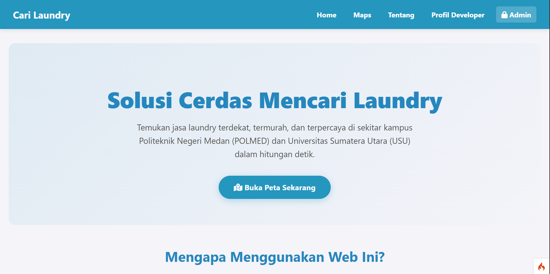Thumbnail Web Pemetaan Tempat Laundry sekitaran POLMED & USU 