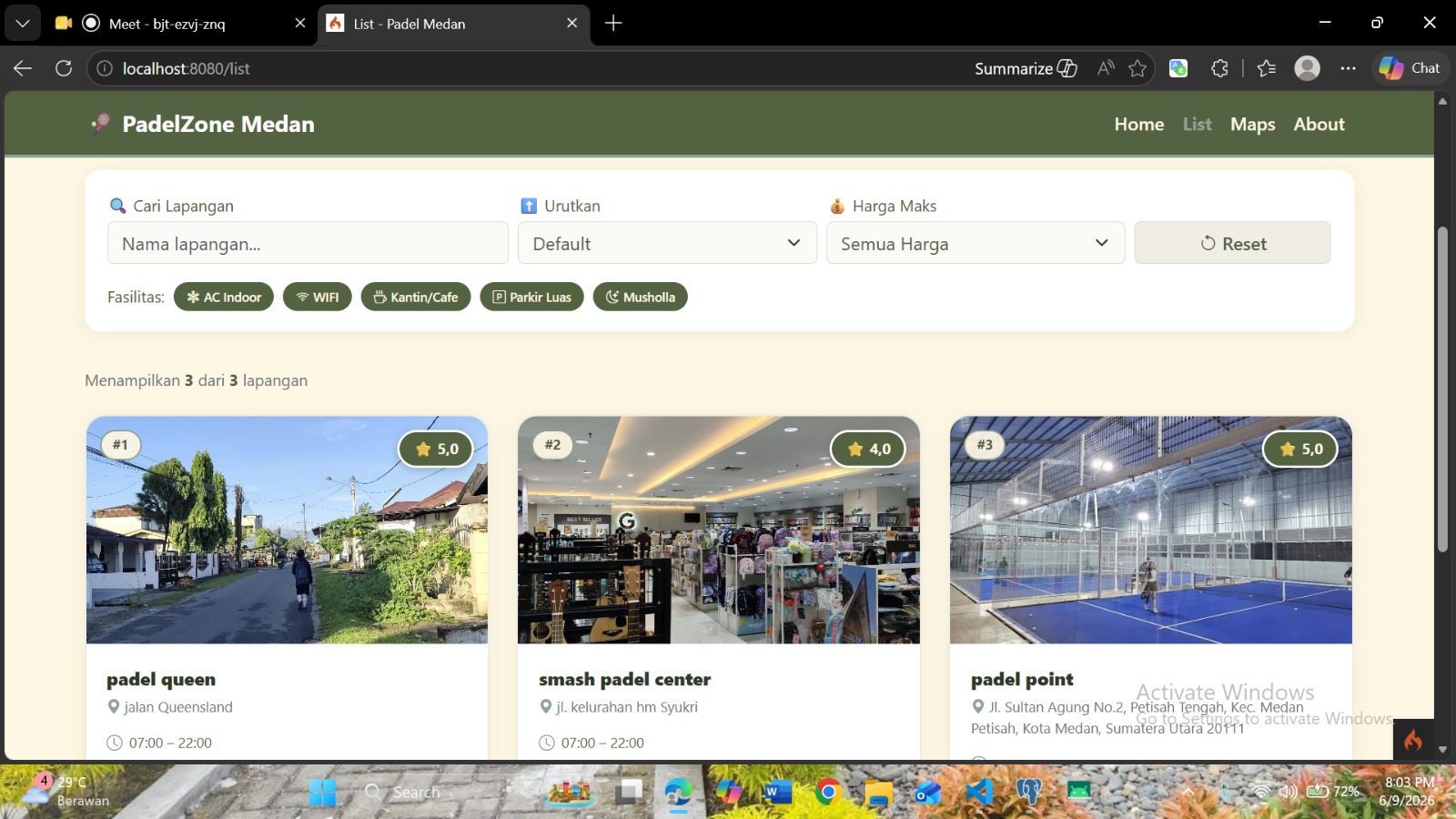 WEBSITE-APP SIG KELOMPOK PADEL MEDAN