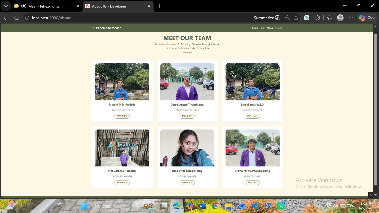 Screenshot 2 dari project WEBSITE-APP SIG KELOMPOK PADEL MEDAN