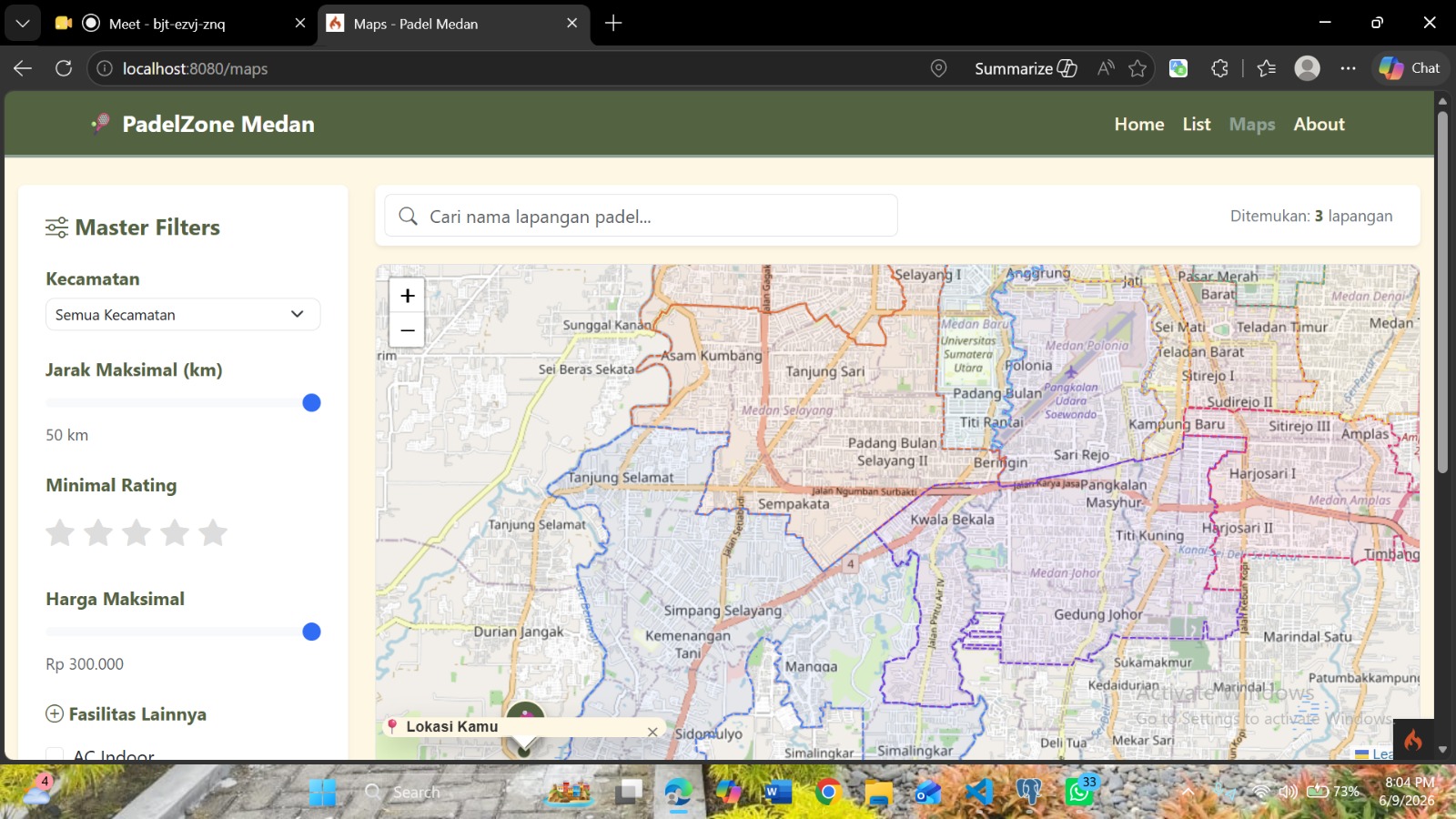 Screenshot 3 dari project WEBSITE-APP SIG KELOMPOK PADEL MEDAN