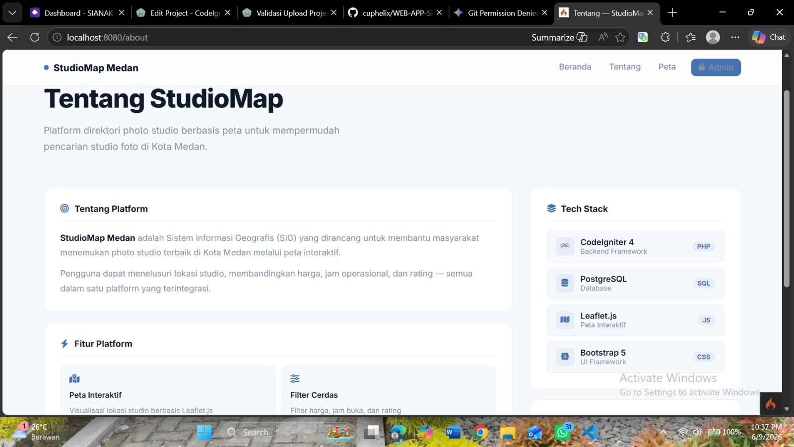 Screenshot 4 dari project WEBSITE SIG Studio Foto Kota Medan