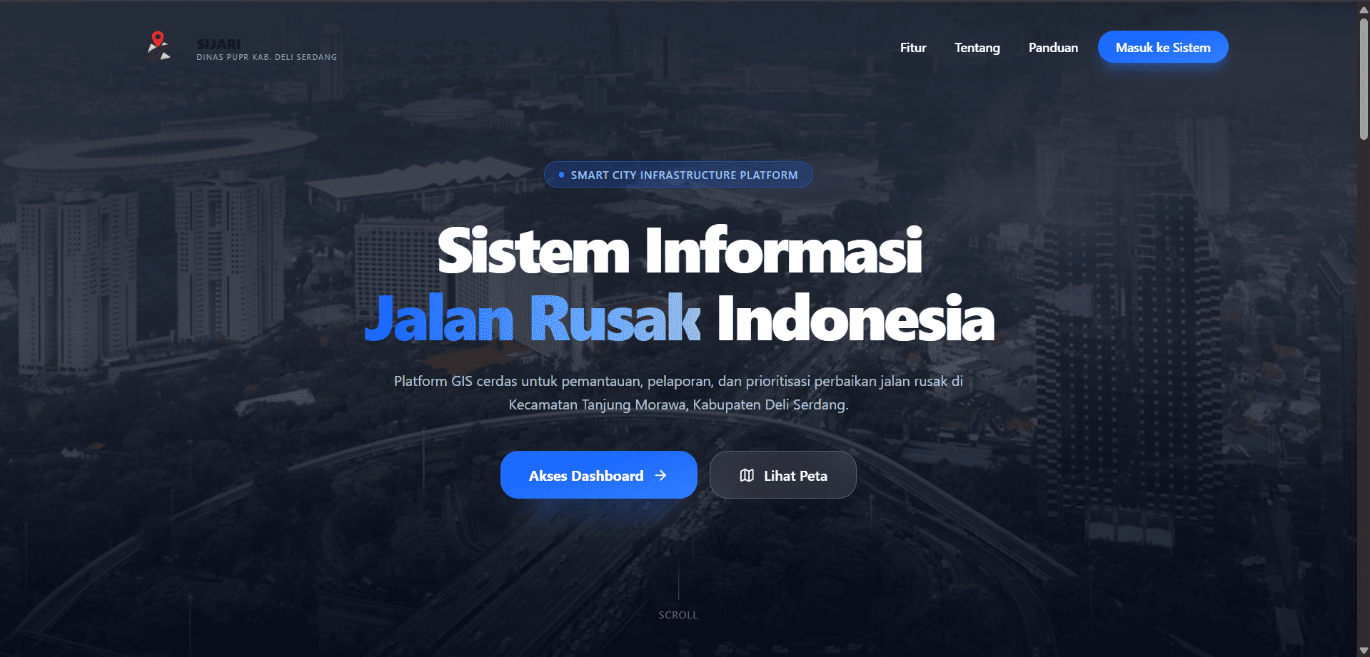 Screenshot 1 dari project Sistem Perbaikan Jalan Rusak Kecamatan Tanjung Morawa 