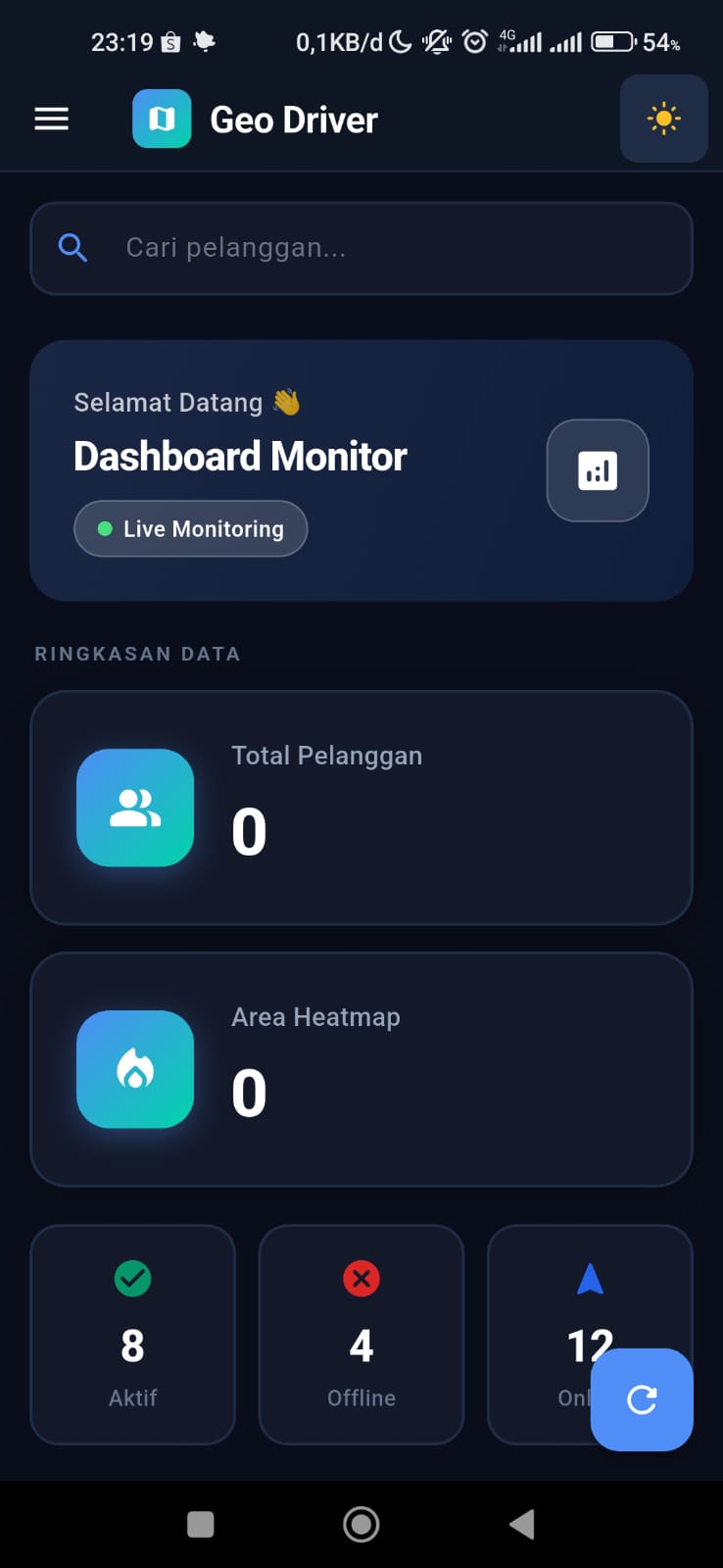 Screenshot 3 dari project Sistem Monitoring Kepadatan Pelanggan Berbasis Web dan Mobile Menggunakan Flutter, Laravel, PostgreSQL dan PostGIS