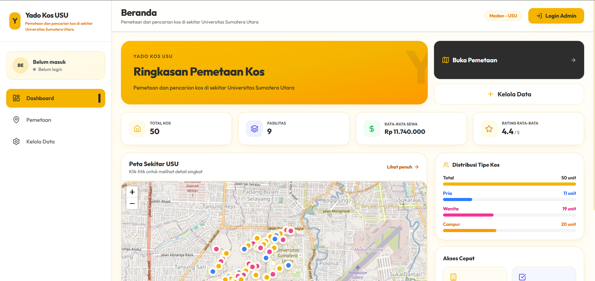 Screenshot 3 dari project SIG Pemetaan Kos Sekitar USU