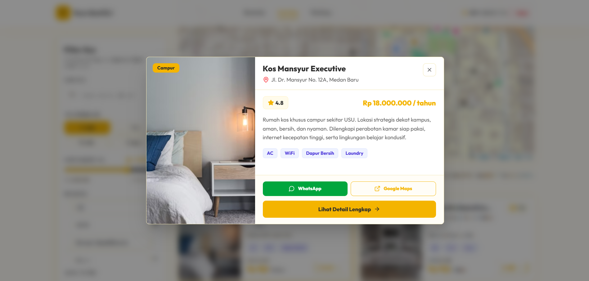Screenshot 5 dari project SIG Pemetaan Kos Sekitar USU