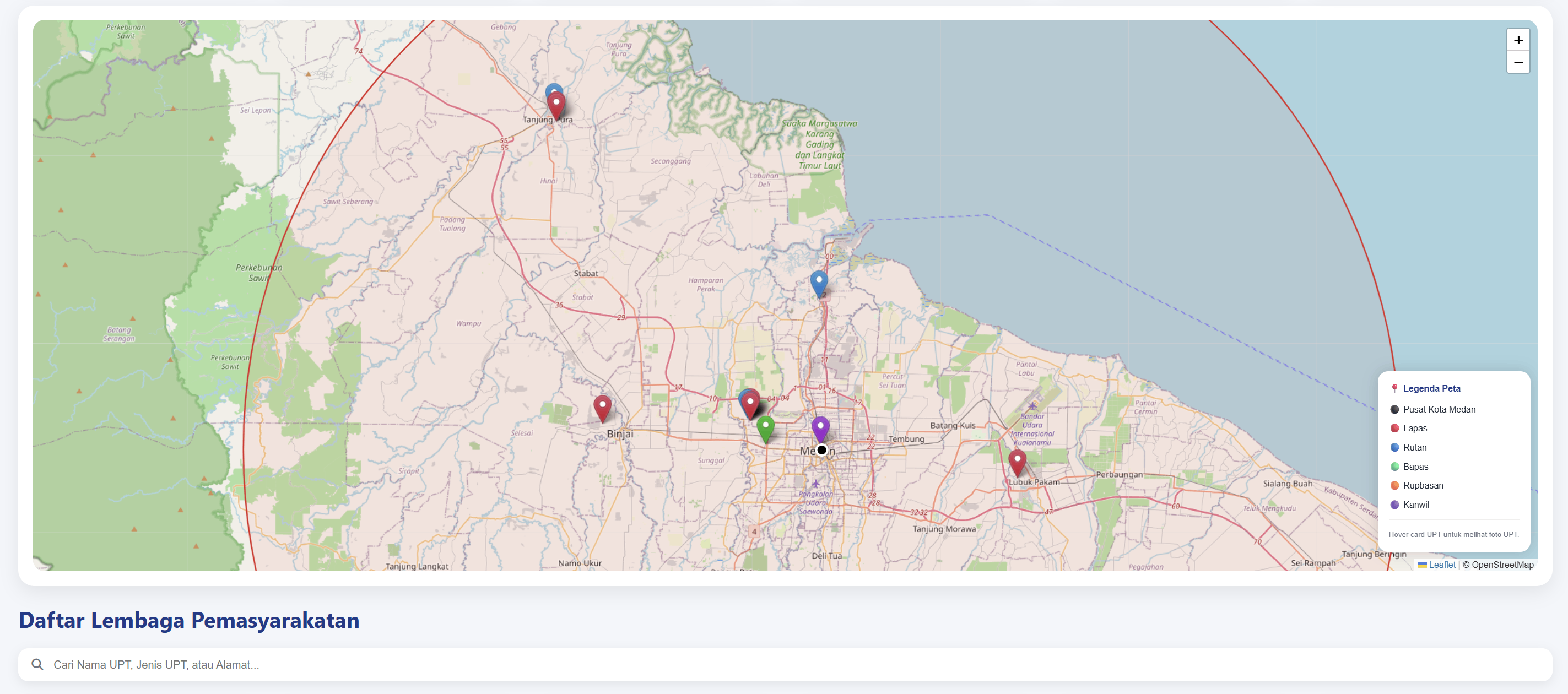 Screenshot 4 dari project Persebaran Lembaga Pemasyarakatan Dalam Radius 60KM Dari Kota Medan