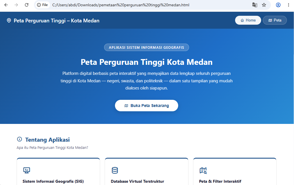 Thumbnail Sistem Informasi Geografis Inventarisasi Sarana Pendidikan Tinggi di Wilayah Kota Medan