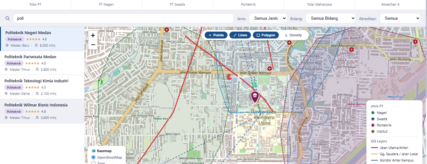 Screenshot 7 dari project Sistem Informasi Geografis Inventarisasi Sarana Pendidikan Tinggi di Wilayah Kota Medan