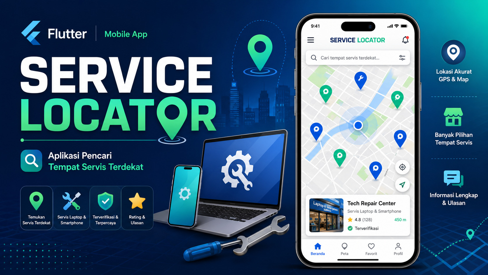 Service Locator: Aplikasi Pencari Tempat Servis Terdekat Berbasis Mobile