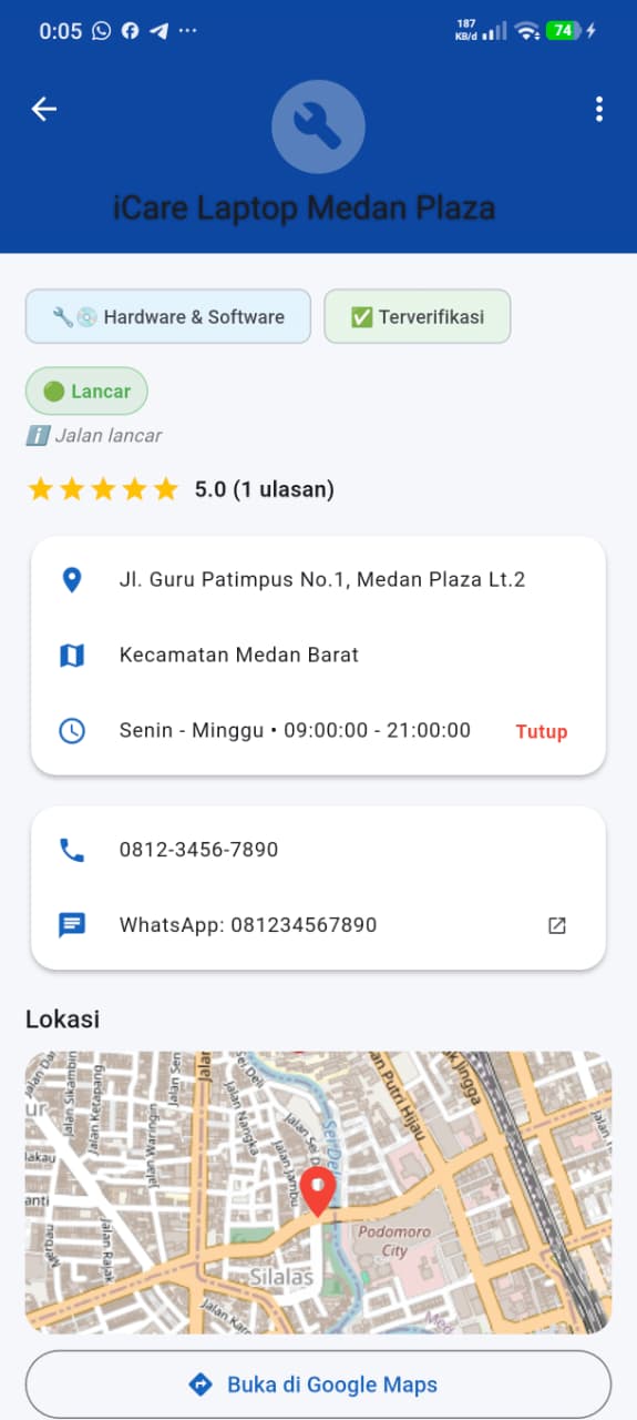 Screenshot 5 dari project Service Locator: Aplikasi Pencari Tempat Servis Terdekat Berbasis Mobile