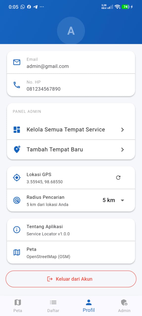 Screenshot 3 dari project Service Locator: Aplikasi Pencari Tempat Servis Terdekat Berbasis Mobile