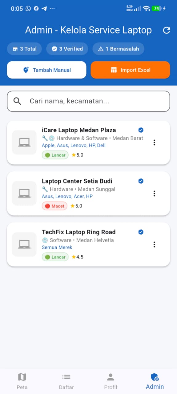 Screenshot 4 dari project Service Locator: Aplikasi Pencari Tempat Servis Terdekat Berbasis Mobile