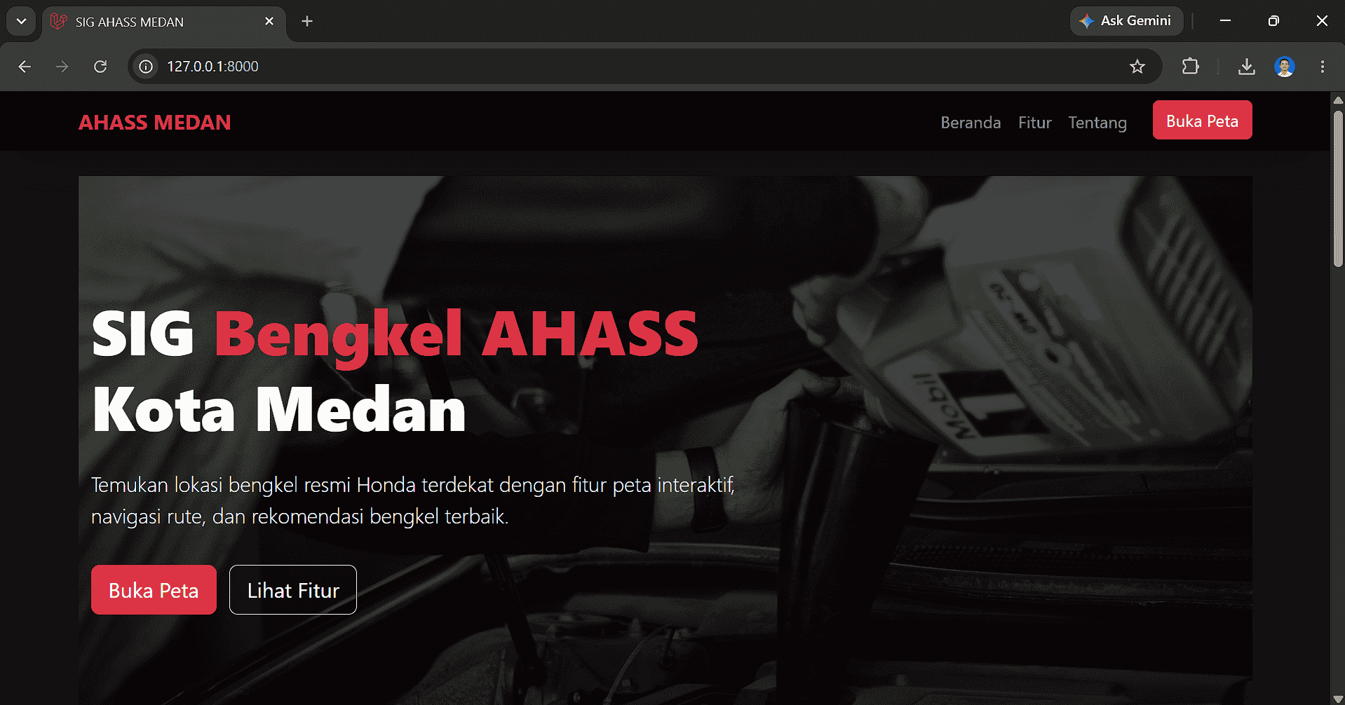 Screenshot 3 dari project SISTEM INFORMASI GEOGRAFIS (SIG) PERSEBARAN BENGKEL RESMI AHASS HONDA KOTA MEDAN