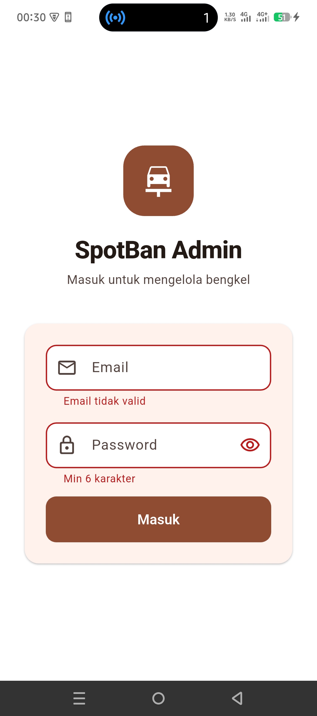 Screenshot 1 dari project SpotBan: Sistem Informasi Geografis Pemetaan Bengkel