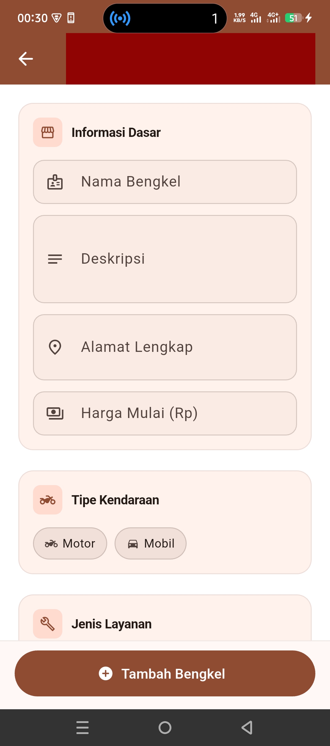 Screenshot 3 dari project SpotBan: Sistem Informasi Geografis Pemetaan Bengkel