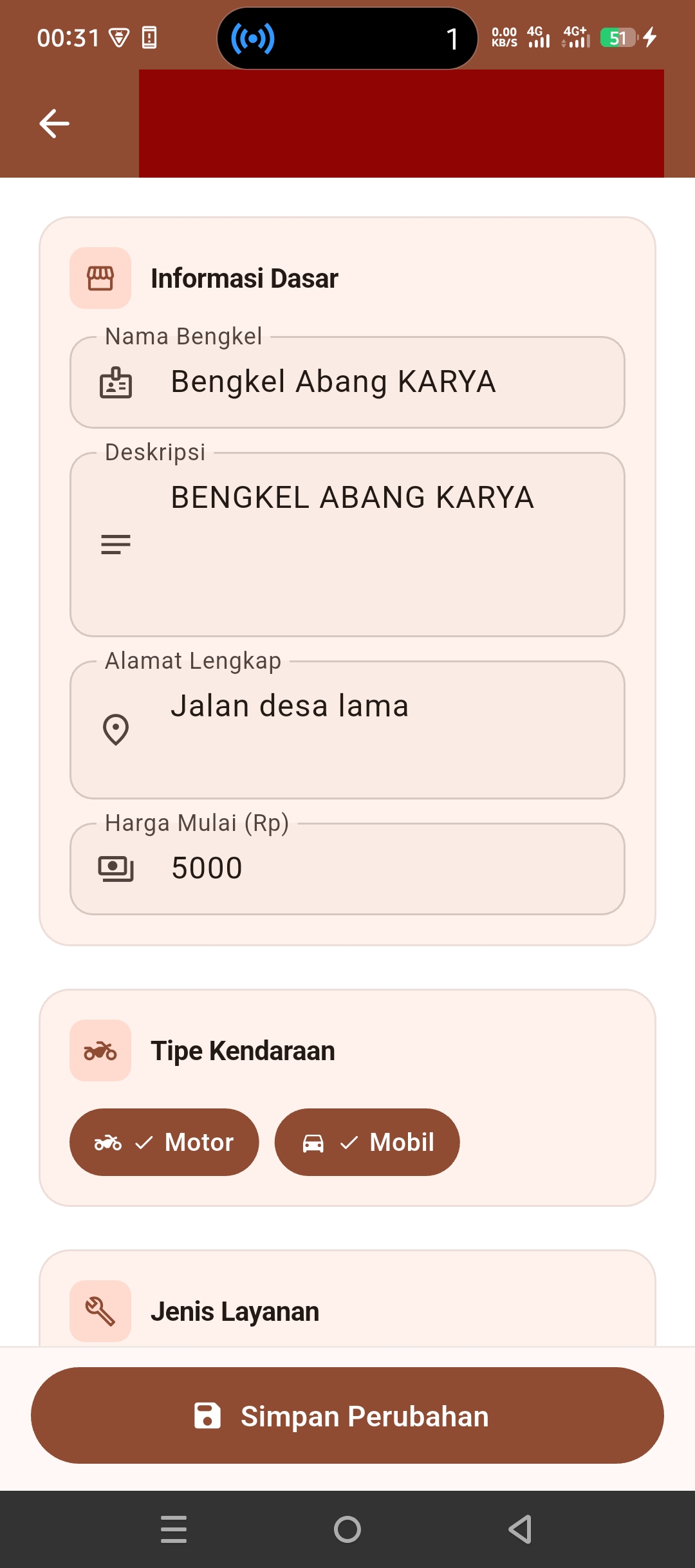 Screenshot 4 dari project SpotBan: Sistem Informasi Geografis Pemetaan Bengkel