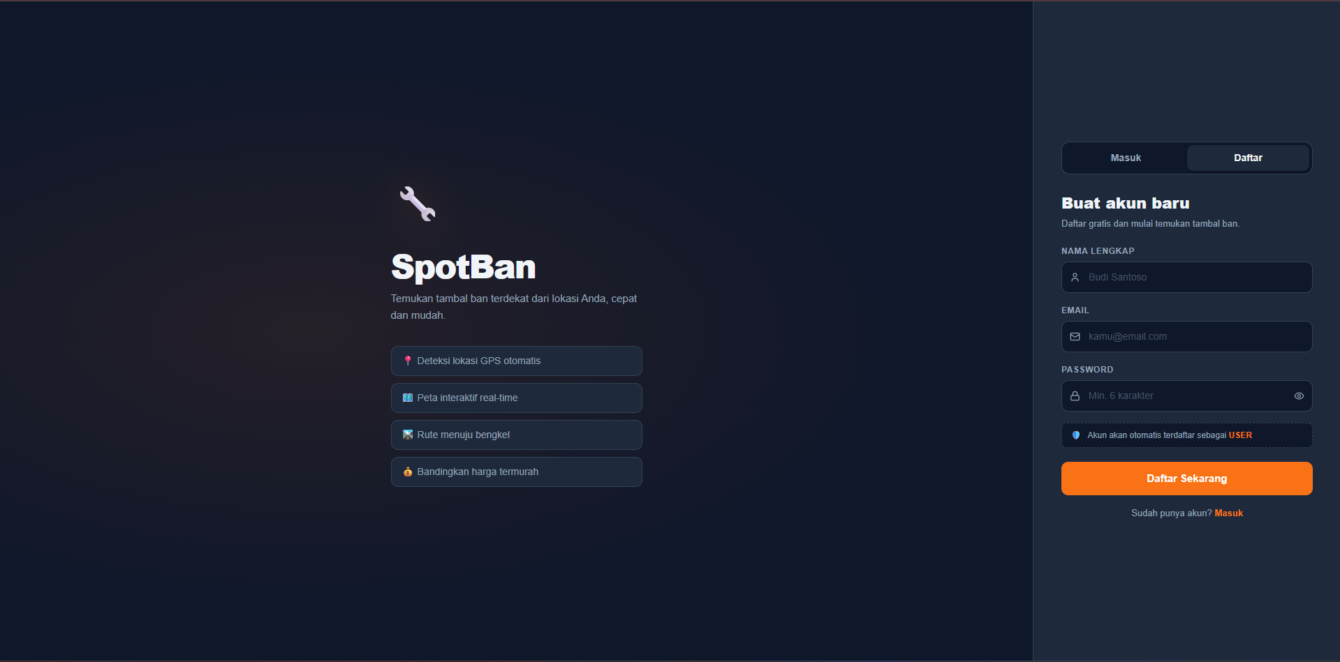 Screenshot 5 dari project SpotBan: Sistem Informasi Geografis Pemetaan Bengkel