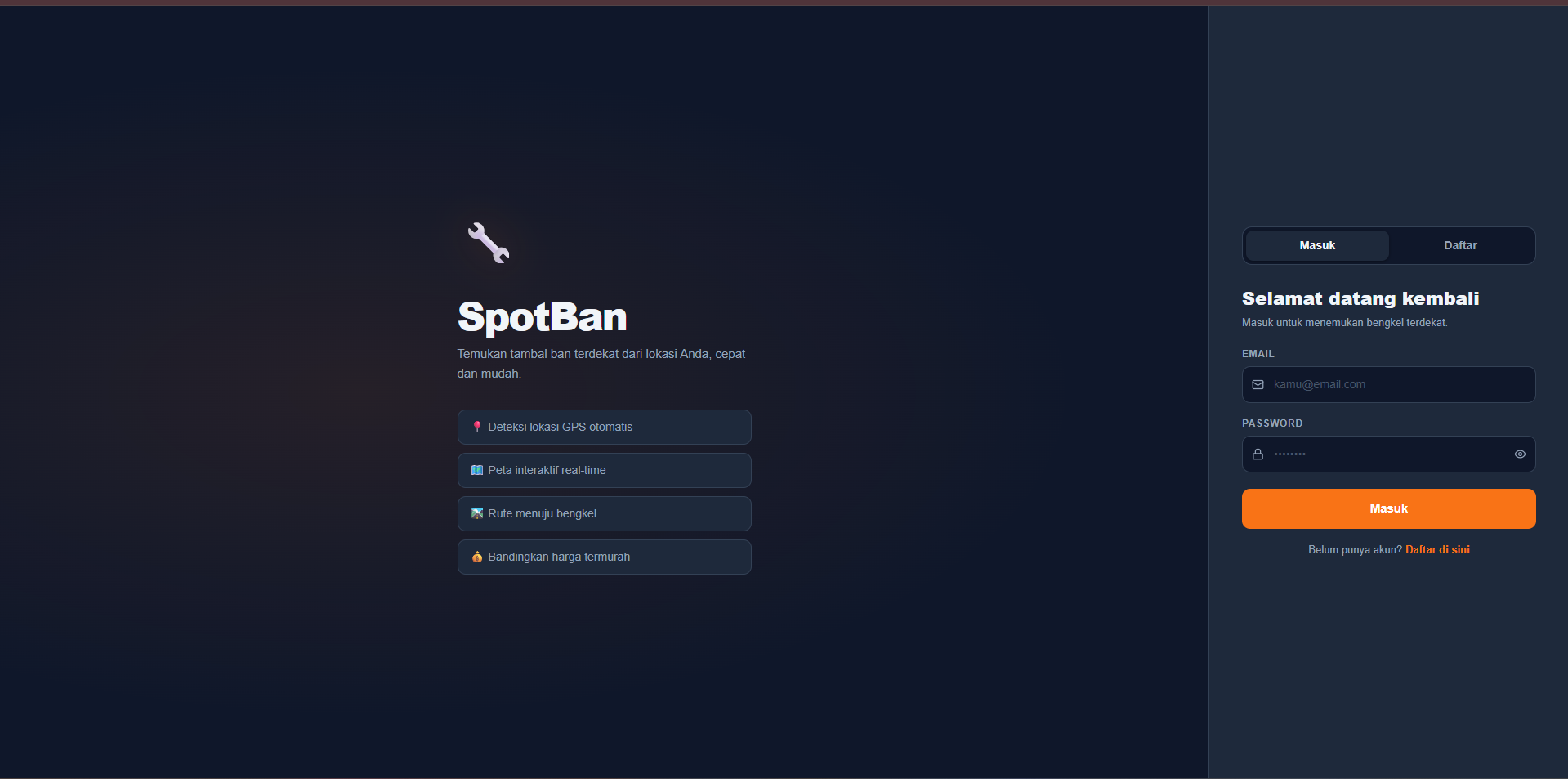 Screenshot 6 dari project SpotBan: Sistem Informasi Geografis Pemetaan Bengkel