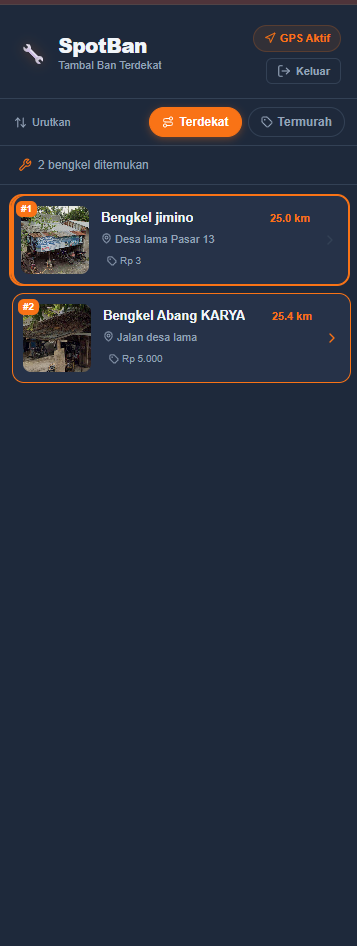 Screenshot 7 dari project SpotBan: Sistem Informasi Geografis Pemetaan Bengkel