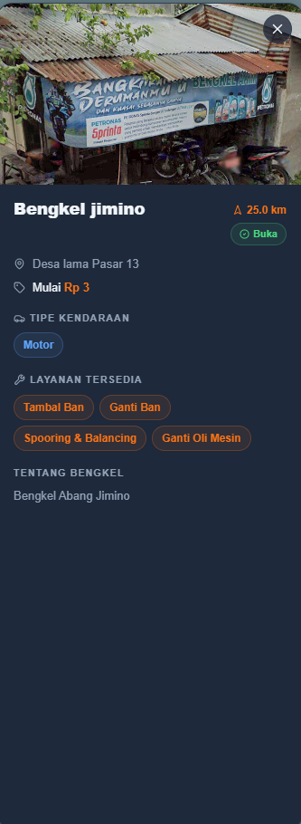 Screenshot 8 dari project SpotBan: Sistem Informasi Geografis Pemetaan Bengkel