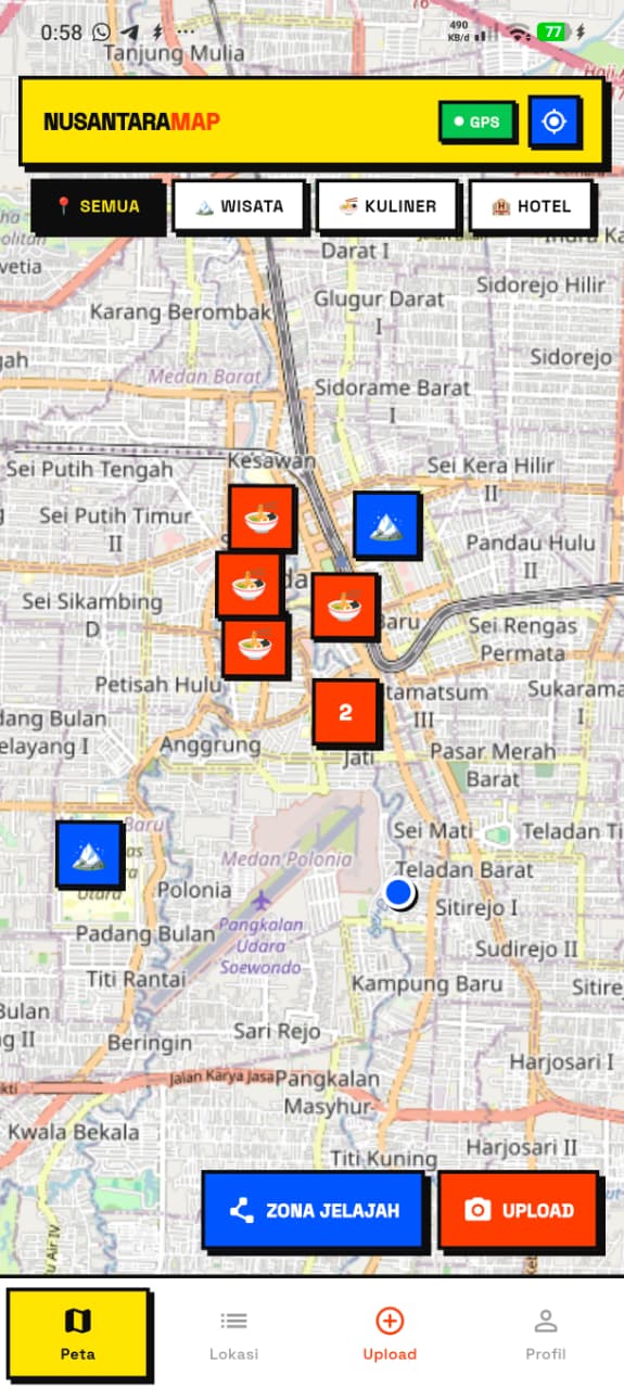 Screenshot 3 dari project NusantaraMap: Aplikasi Berbagi Foto Destinasi Wisata, Hotel dan Kuliner Berbasis SIG dengan Fitur Navigasi Peta