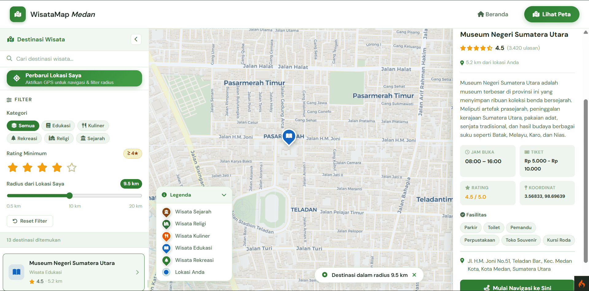 Screenshot 4 dari project Sistem Informasi Geografis - Pemetaan Destinasi Wisata di Kota Medan