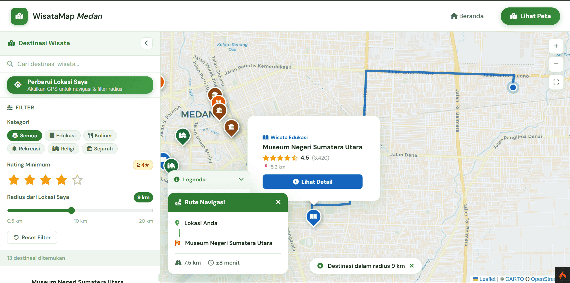 Screenshot 5 dari project Sistem Informasi Geografis - Pemetaan Destinasi Wisata di Kota Medan