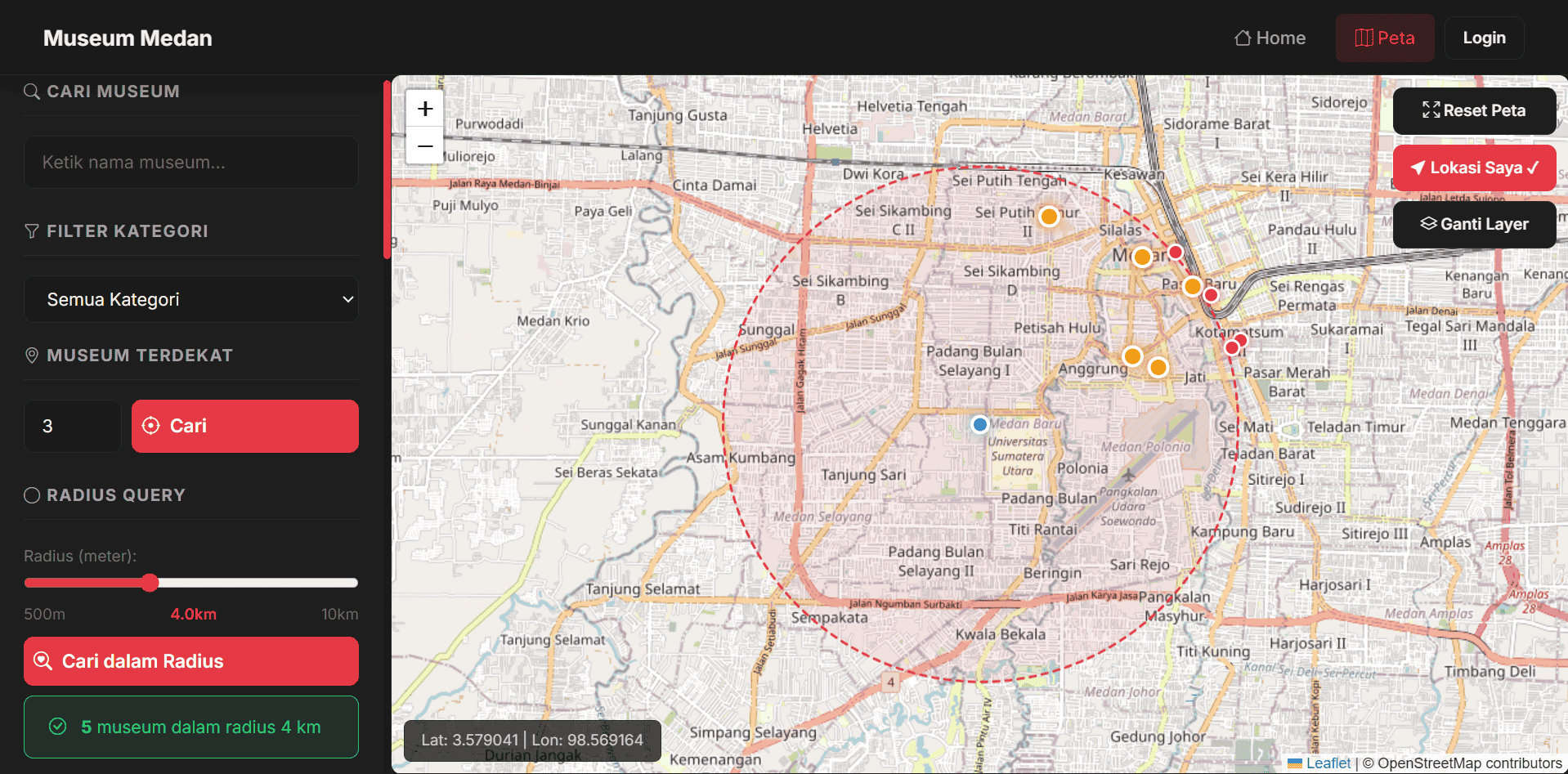 Screenshot 2 dari project Pemetaan Museum di Kota Medan