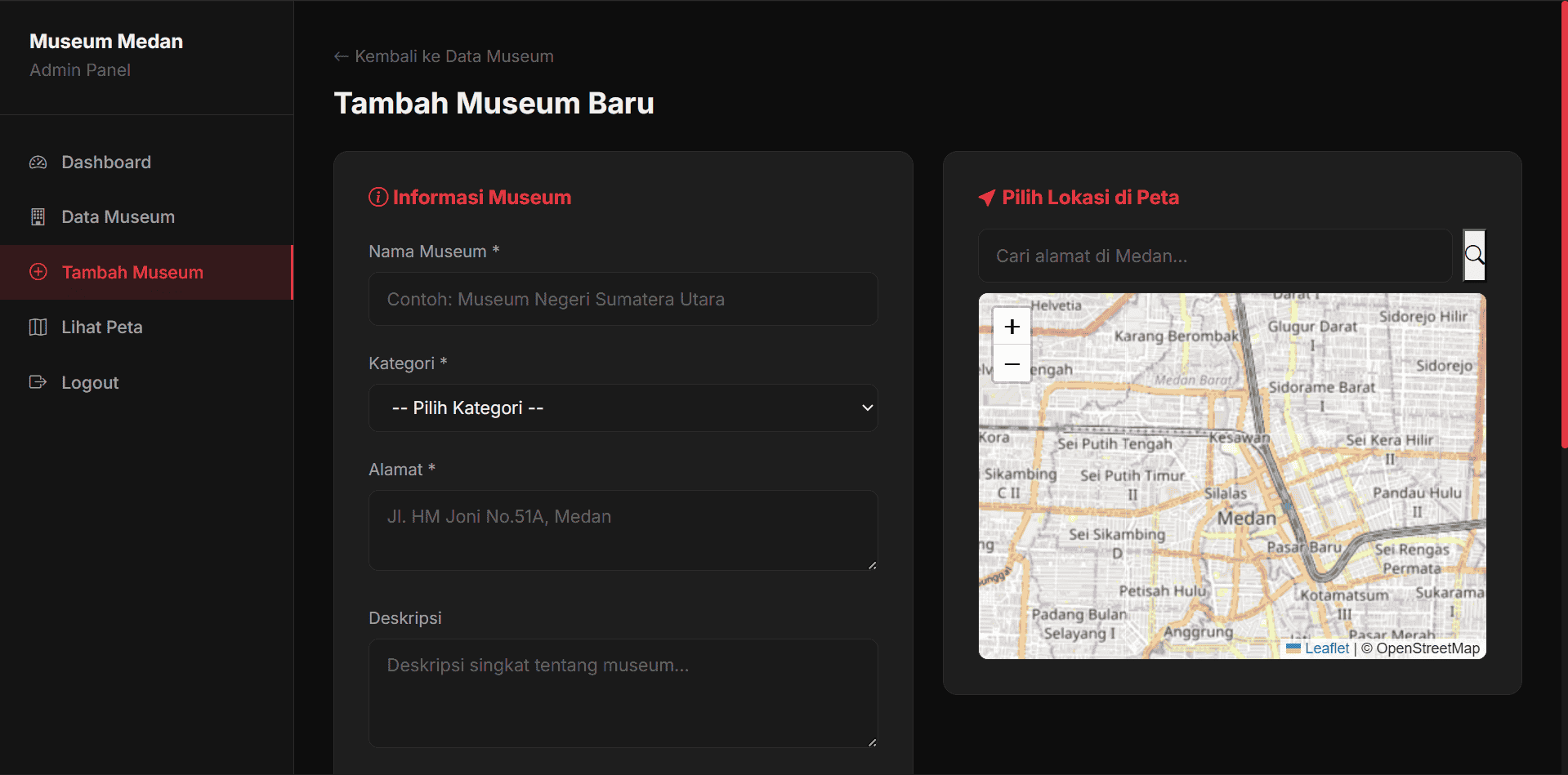 Screenshot 6 dari project Pemetaan Museum di Kota Medan