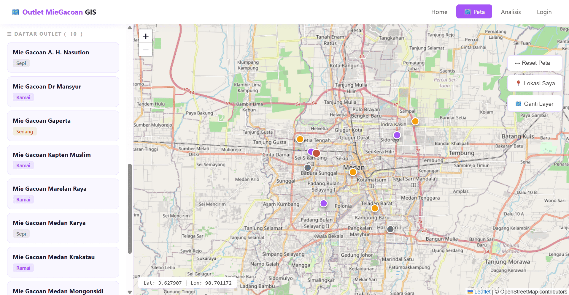 Screenshot 9 dari project Sistem Informasi Geografis Pemetaan Persebaran Outlet Mie Gacoan di Kota Medan