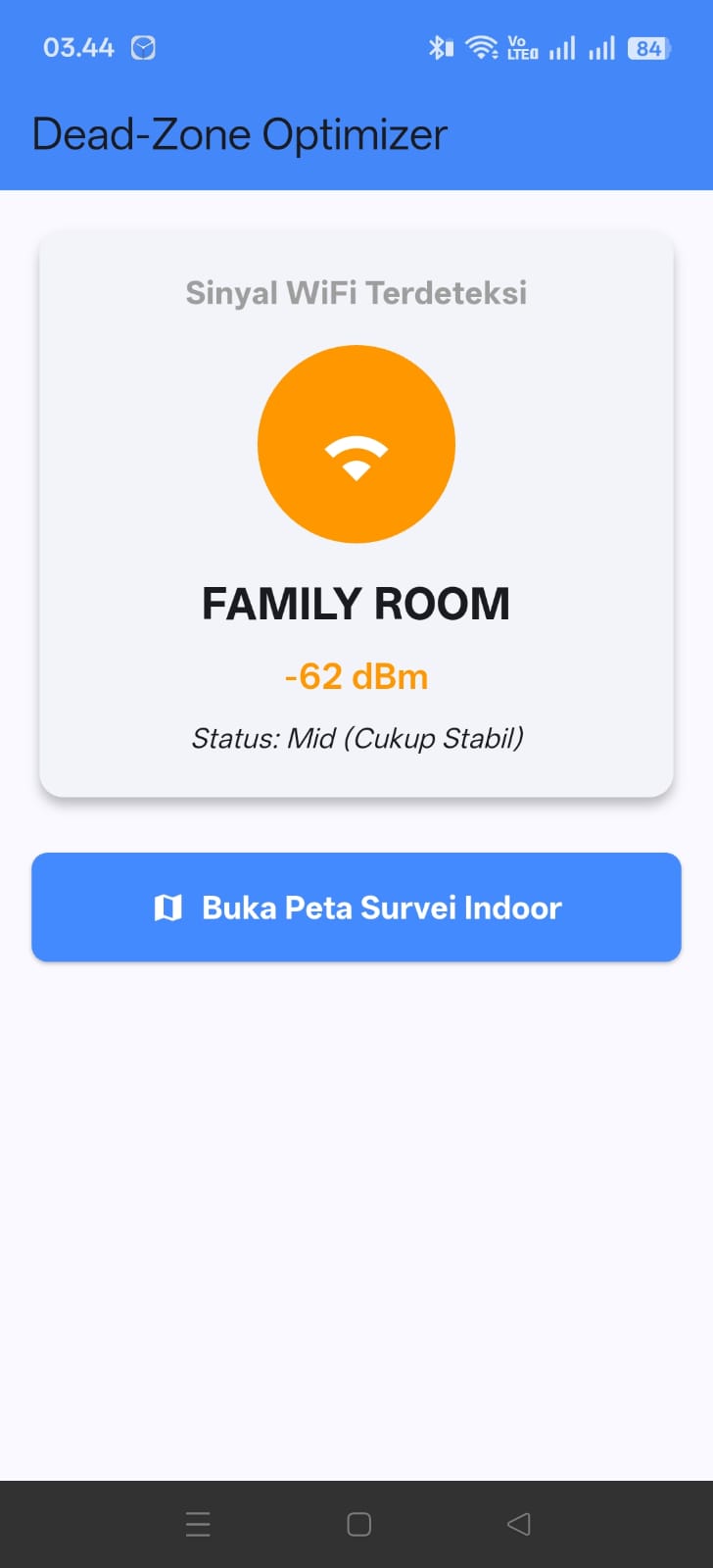 Screenshot 1 dari project Dead-Zone Optimizer - Sistem Informasi Geografis Pemetaan Kualitas Sinyal Wi-Fi Kampus Berbasis Mobile