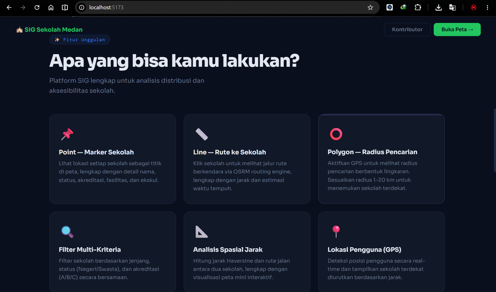 Screenshot 2 dari project SIG Pemetaan Zonasi Sekolah Kota Medan