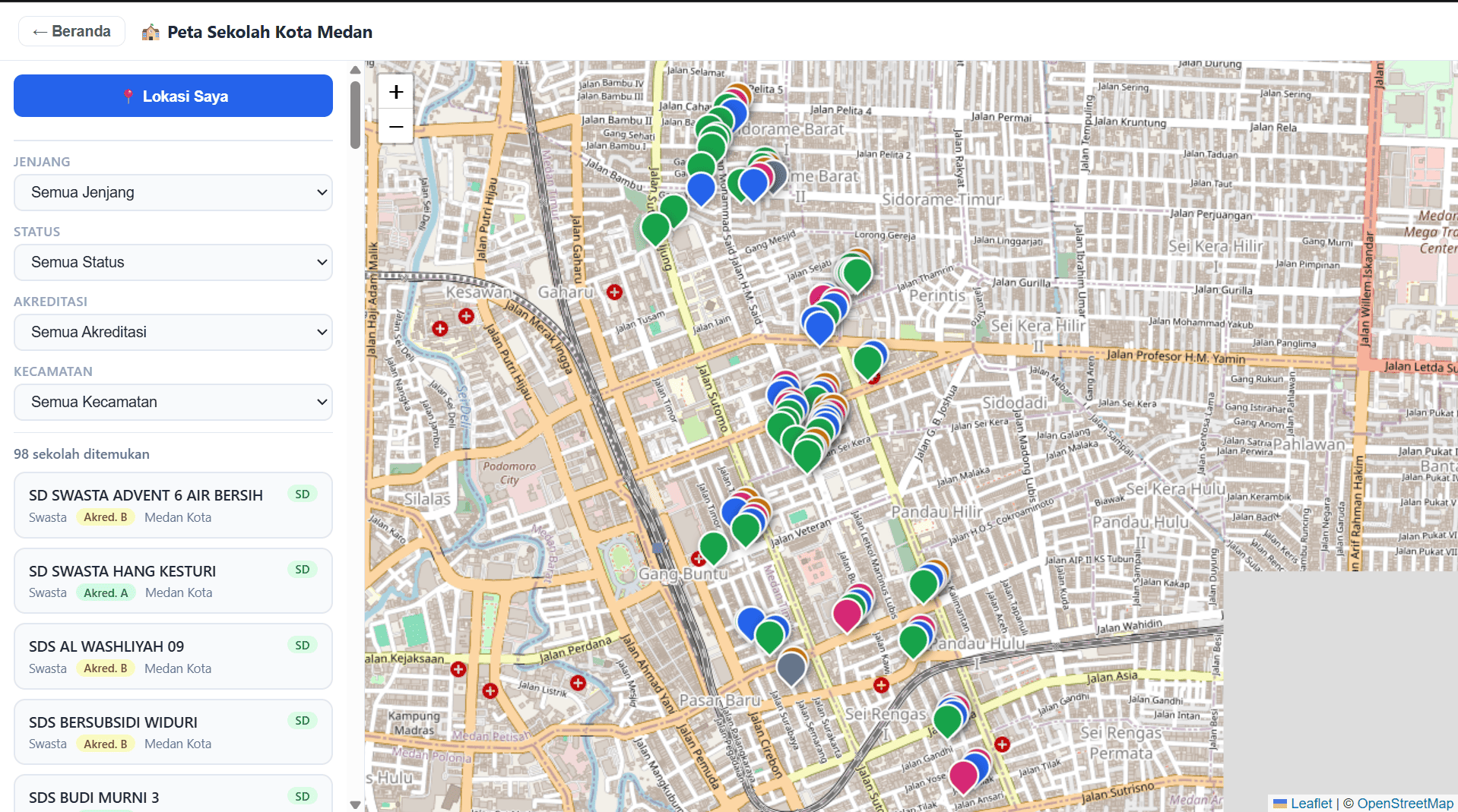 Screenshot 7 dari project SIG Pemetaan Zonasi Sekolah Kota Medan
