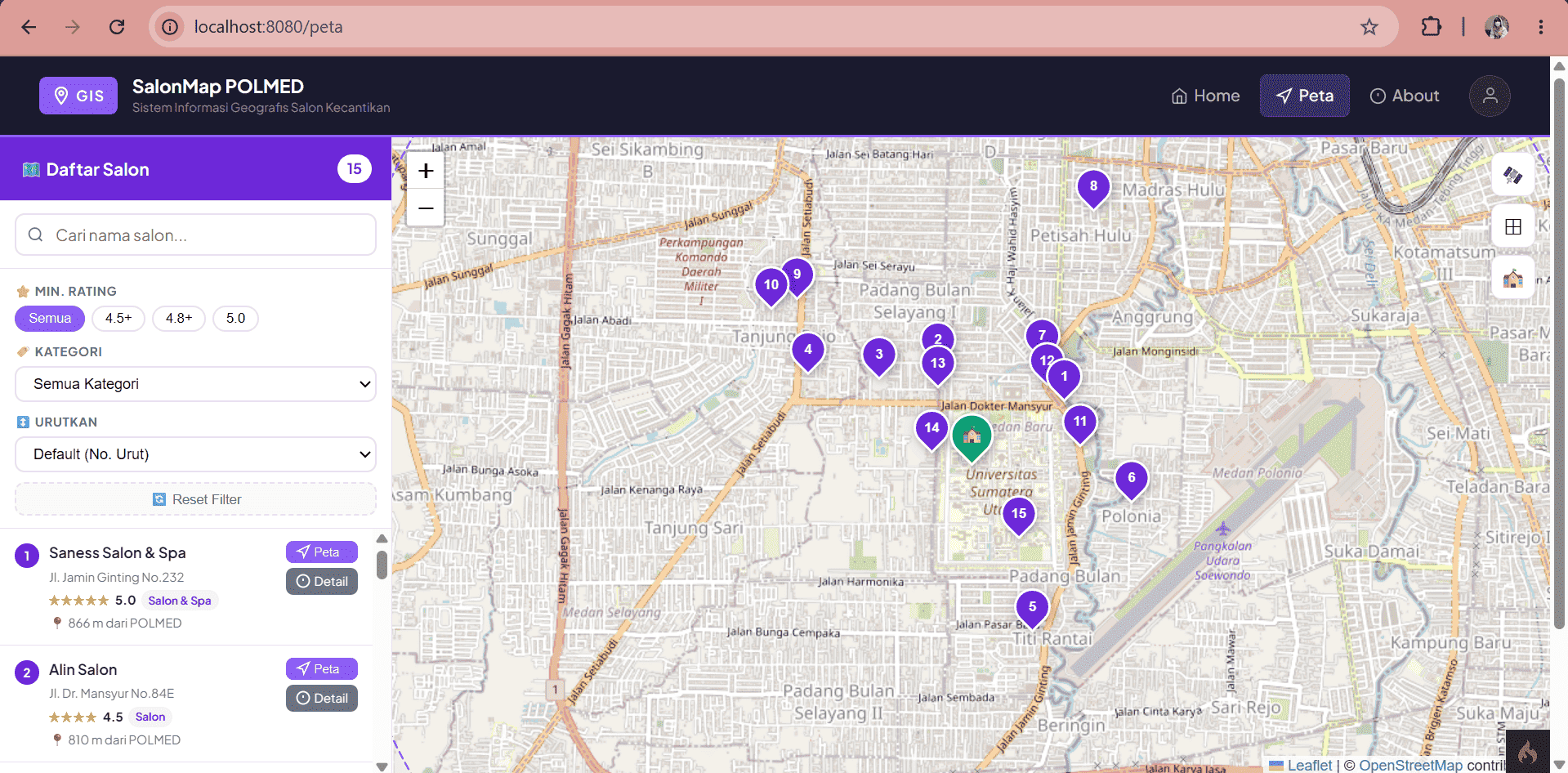 Thumbnail SalonMap - Pemetaan Salon Kecantikan di Sekitar POLMED