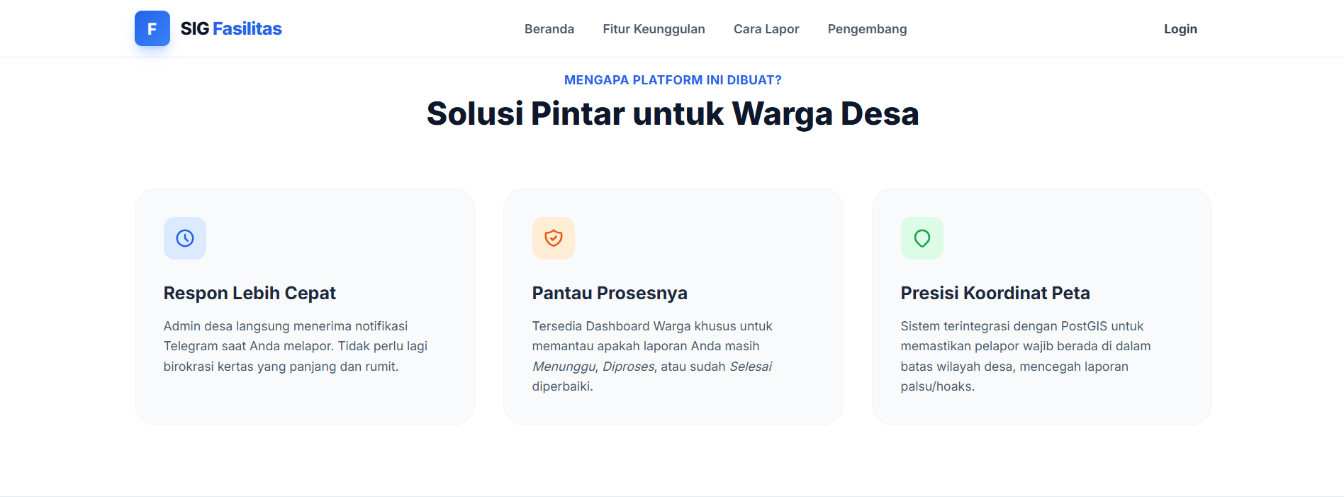 Screenshot 2 dari project Aplikasi Pelaporan Fasilitas Rusak