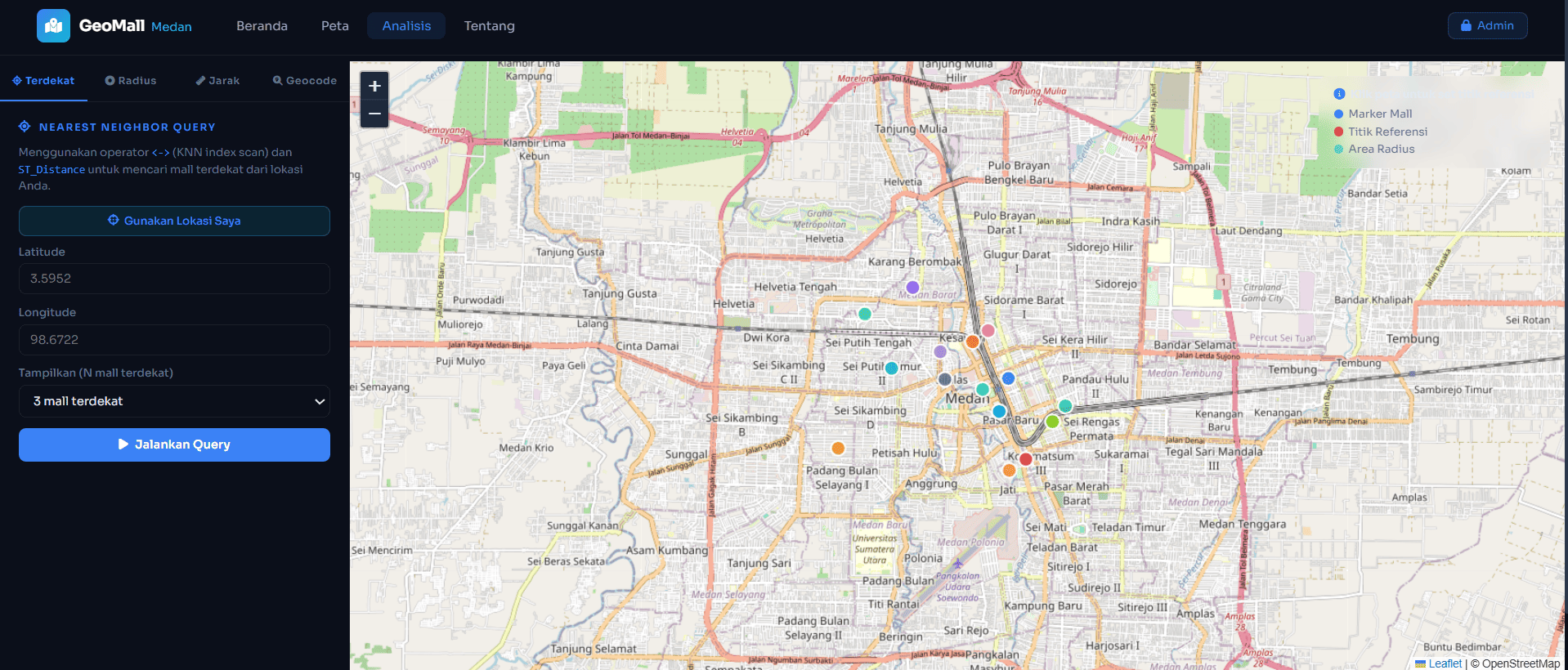 Screenshot 3 dari project Sistem Informasi Geografis Pemetaan Mall di Kota Medan
