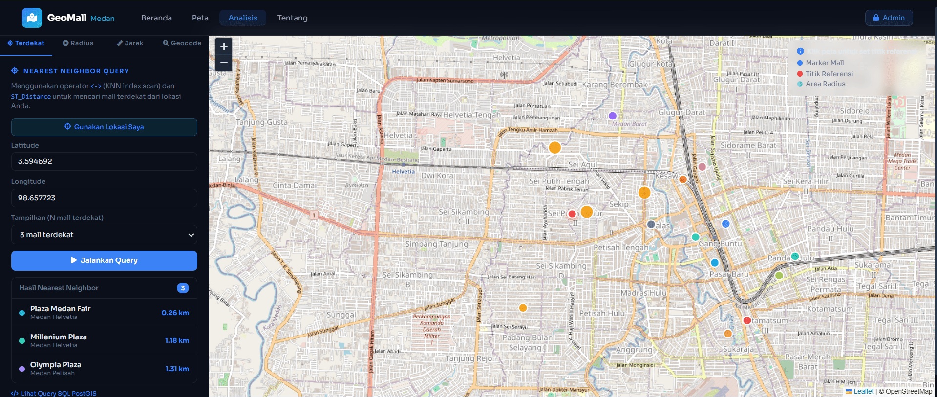 Screenshot 4 dari project Sistem Informasi Geografis Pemetaan Mall di Kota Medan