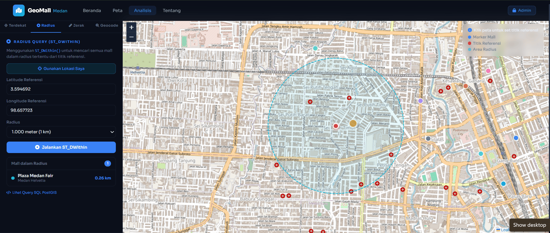 Screenshot 5 dari project Sistem Informasi Geografis Pemetaan Mall di Kota Medan