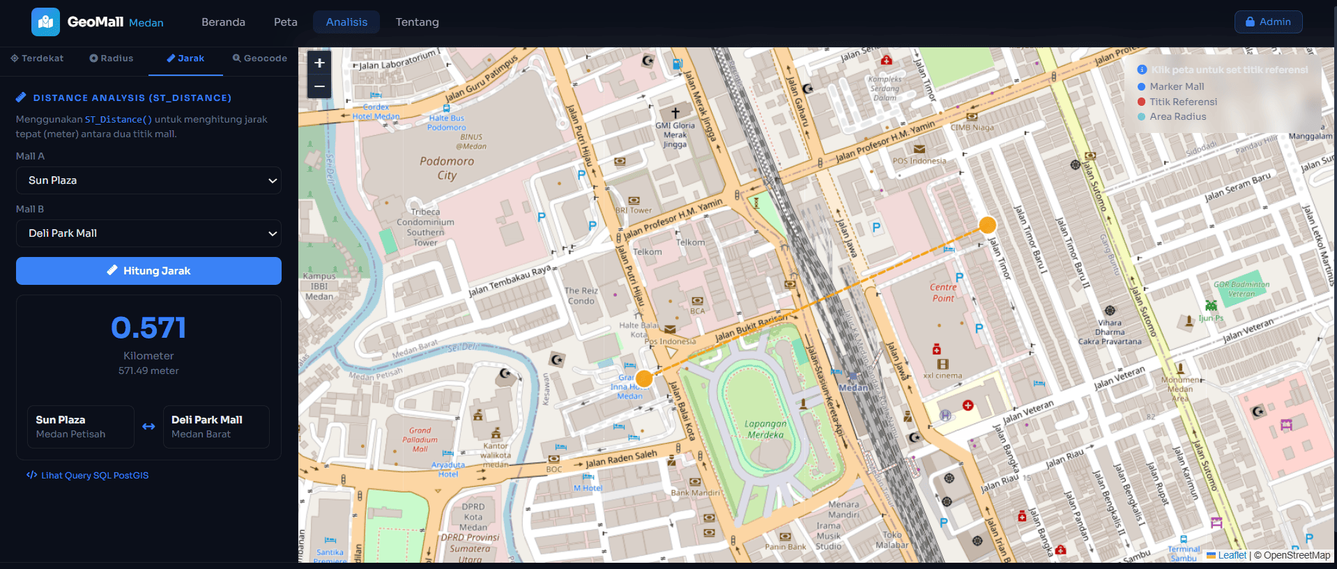 Screenshot 6 dari project Sistem Informasi Geografis Pemetaan Mall di Kota Medan