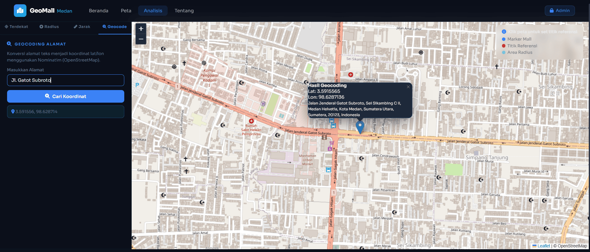 Screenshot 7 dari project Sistem Informasi Geografis Pemetaan Mall di Kota Medan
