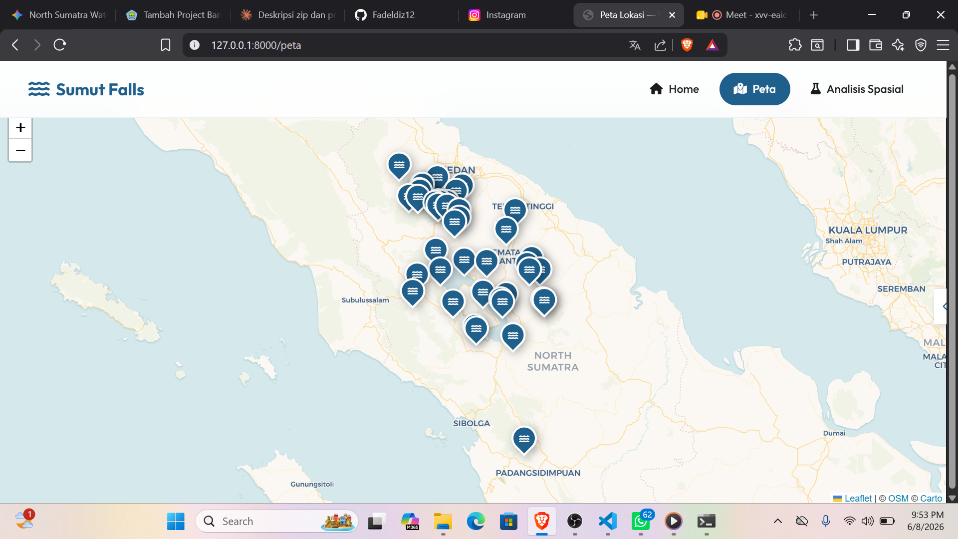 Screenshot 2 dari project Sistem Informasi Geografis Lokasi Wisata Air Terjun di Sumatera Utara
